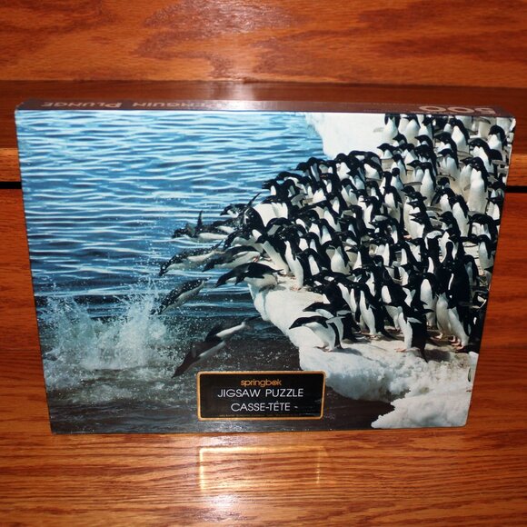 3/$77❤️new sealed vintage 1989 PENGUIN PLUNGE 500 pcs Springbok puzzle PZL4443 - Picture 1 of 10